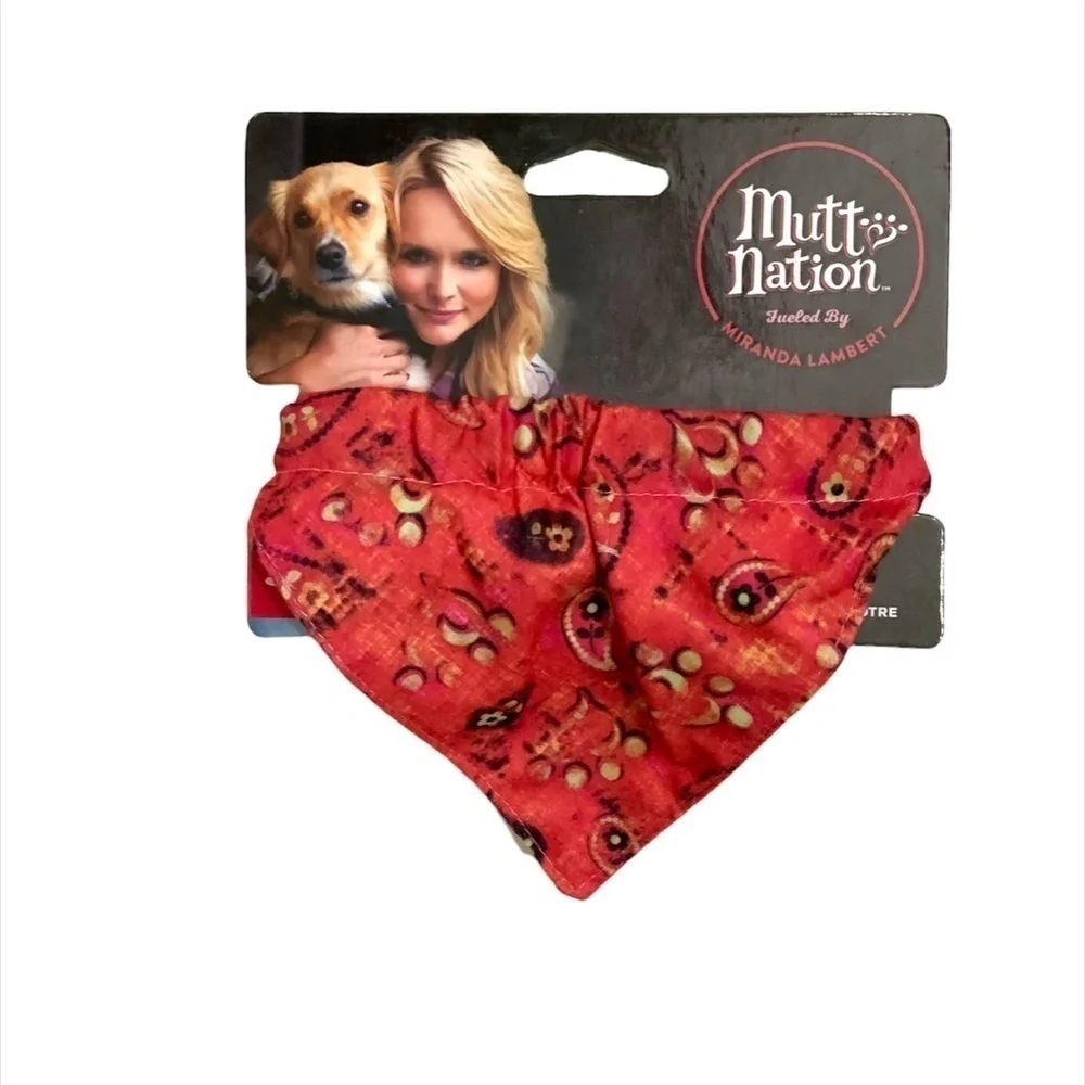 Mutt Nation Leather Collar Buckle with Slip on Bandana Small Up to 20 LB